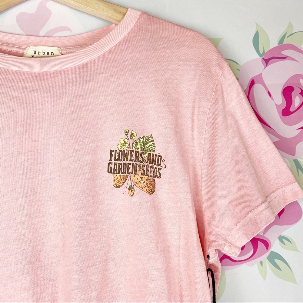 NEW Flowers and Garden Seeds Pink Graphic Shirt - Picture 2 of 8